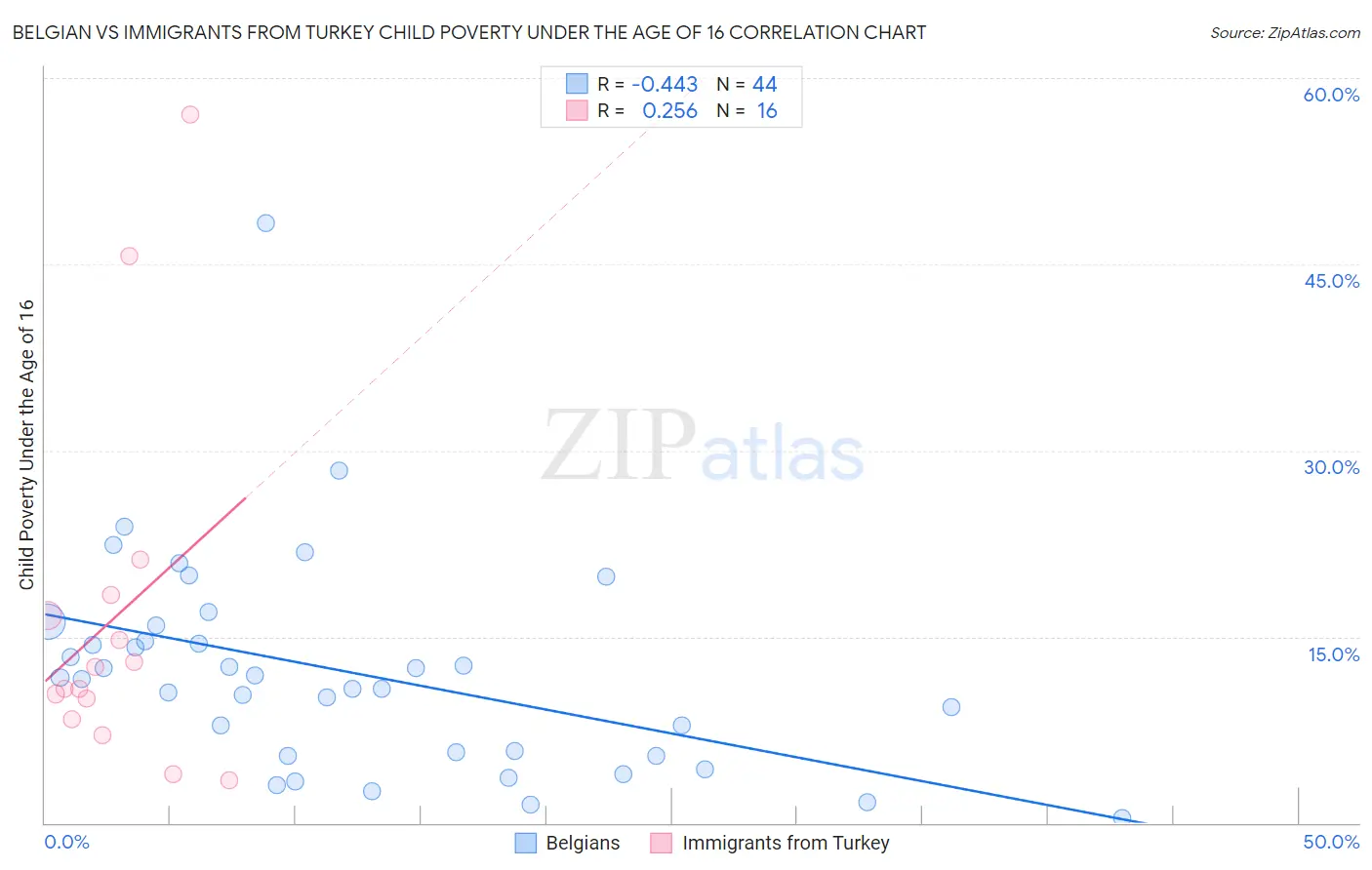 Belgian vs Immigrants from Turkey Child Poverty Under the Age of 16