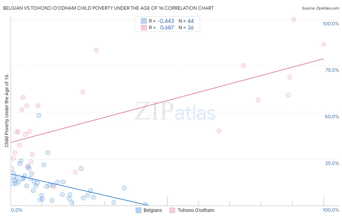 Belgian vs Tohono O'odham Child Poverty Under the Age of 16