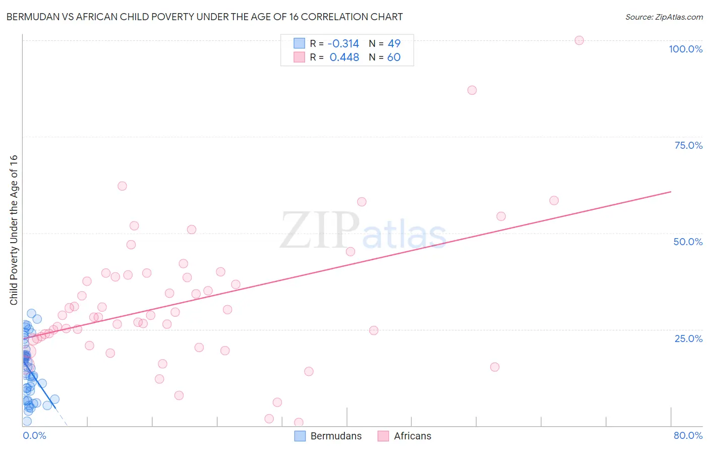 Bermudan vs African Child Poverty Under the Age of 16