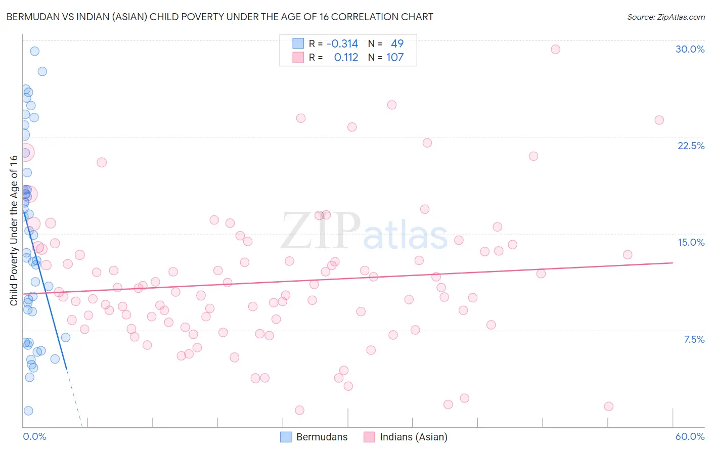 Bermudan vs Indian (Asian) Child Poverty Under the Age of 16