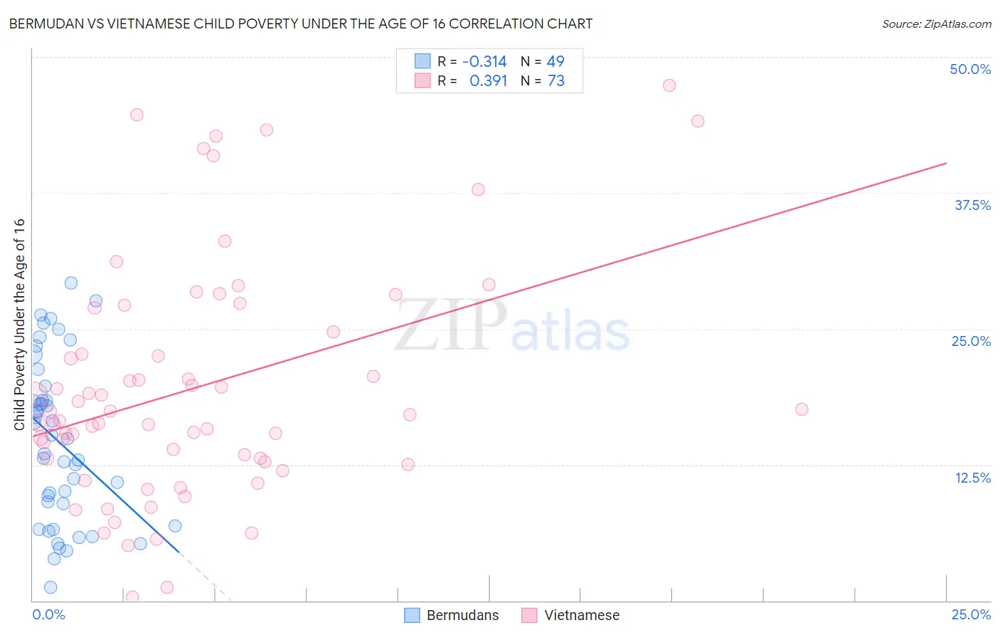 Bermudan vs Vietnamese Child Poverty Under the Age of 16