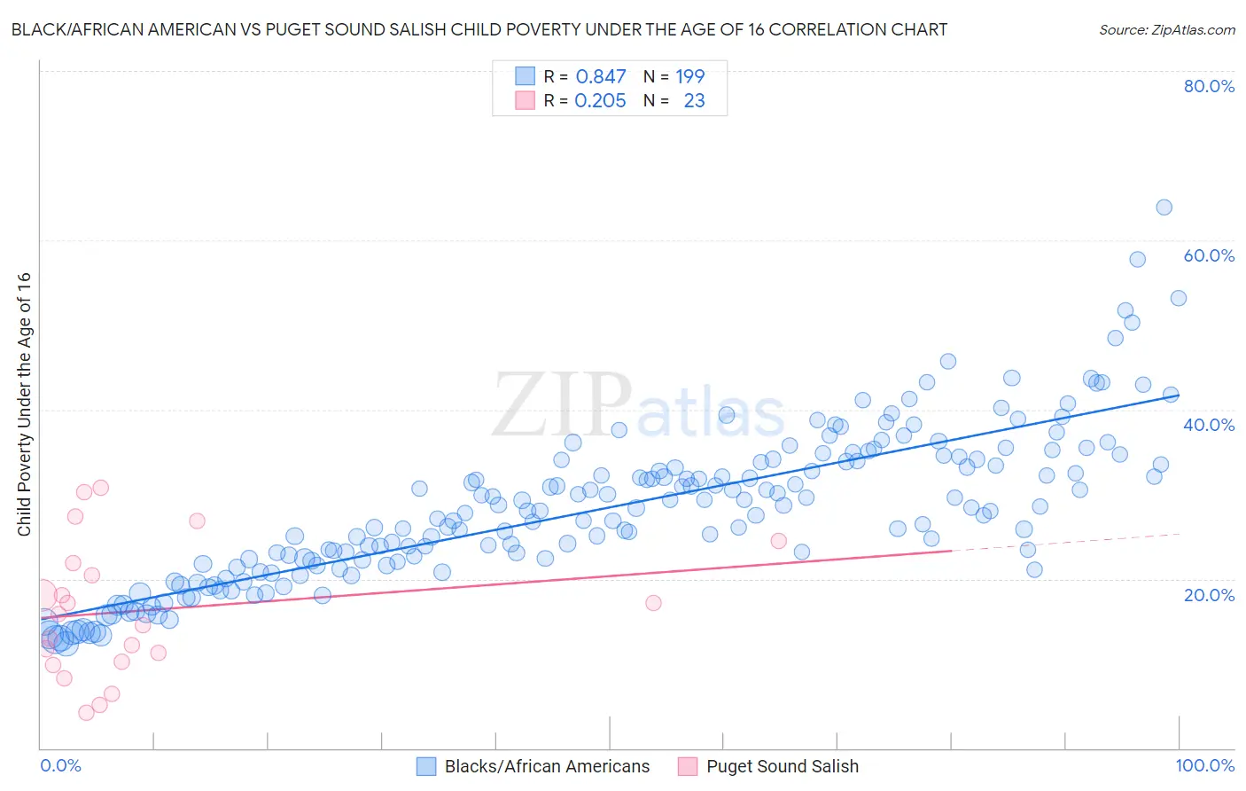 Black/African American vs Puget Sound Salish Child Poverty Under the Age of 16