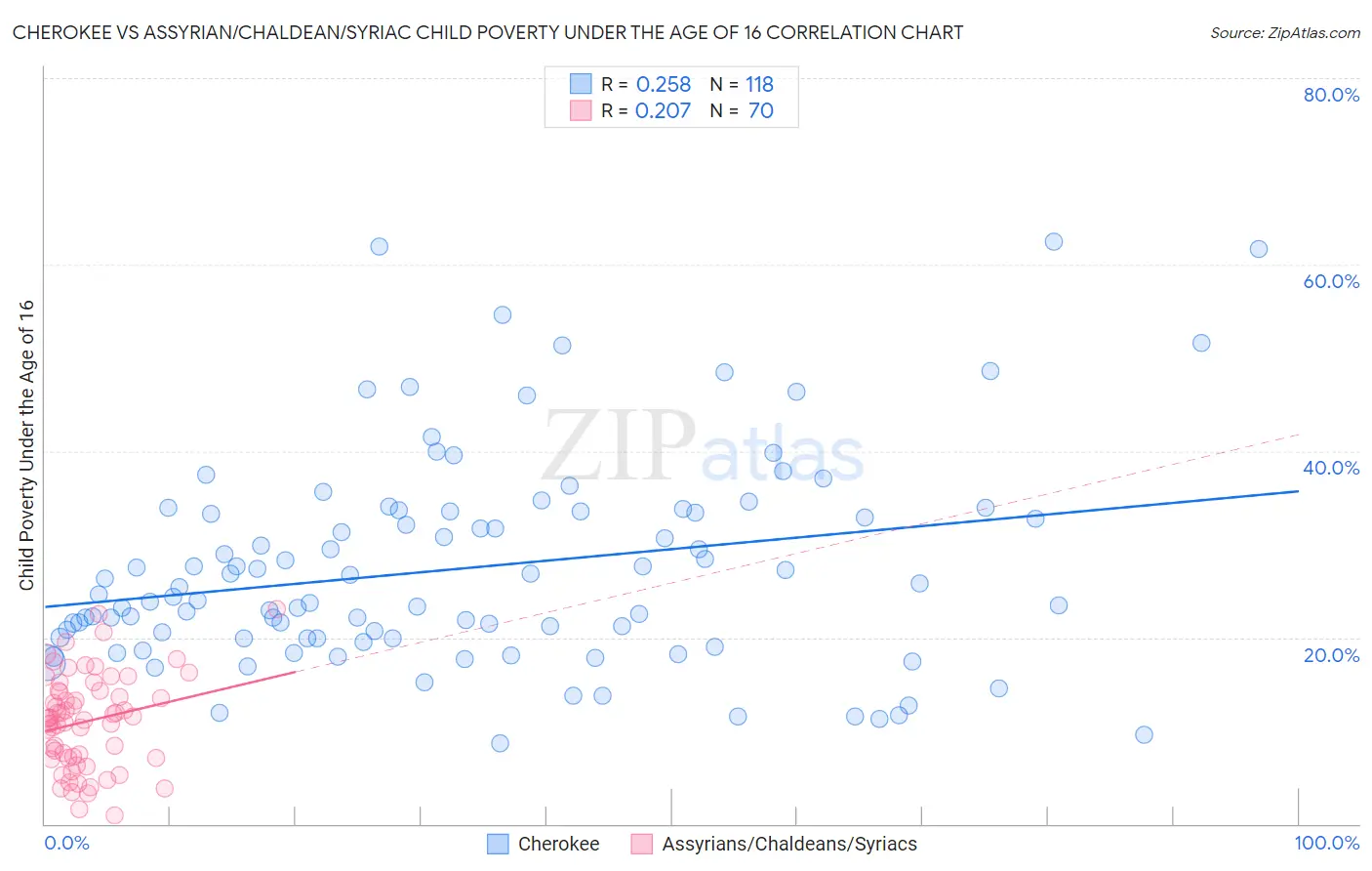 Cherokee vs Assyrian/Chaldean/Syriac Child Poverty Under the Age of 16