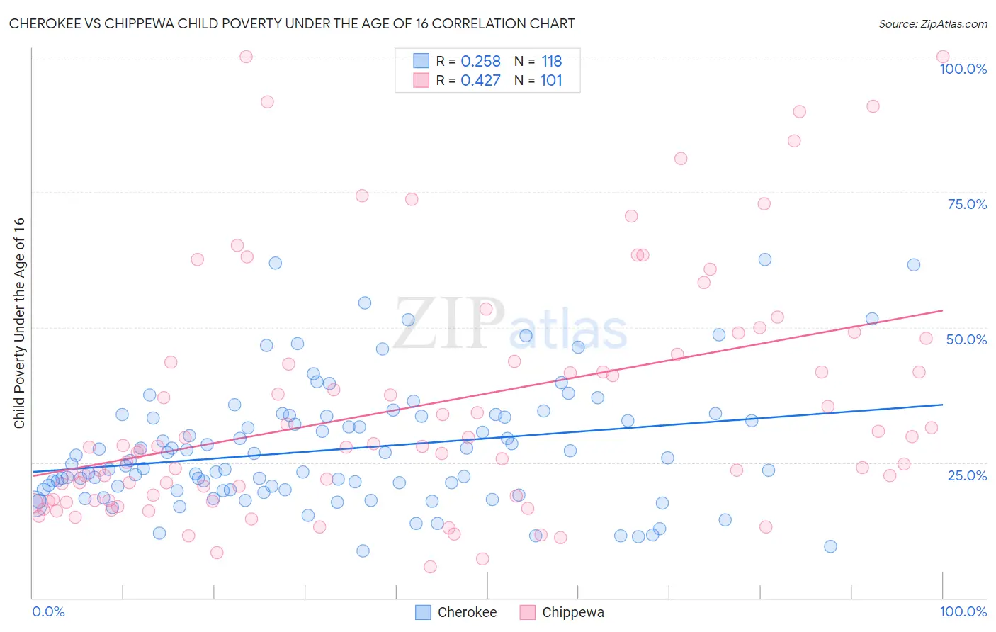 Cherokee vs Chippewa Child Poverty Under the Age of 16