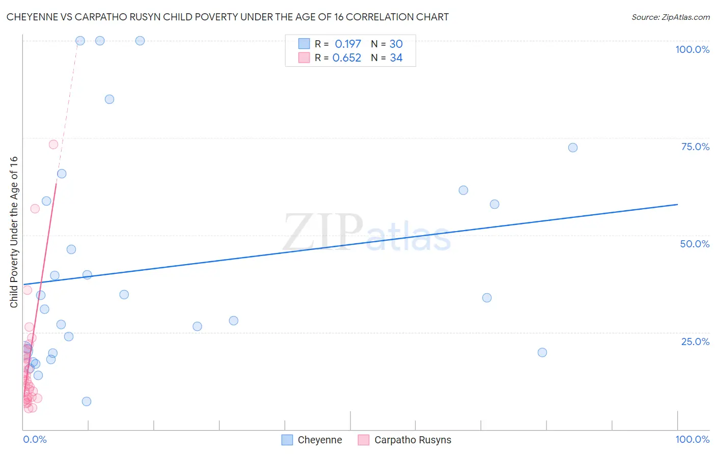 Cheyenne vs Carpatho Rusyn Child Poverty Under the Age of 16