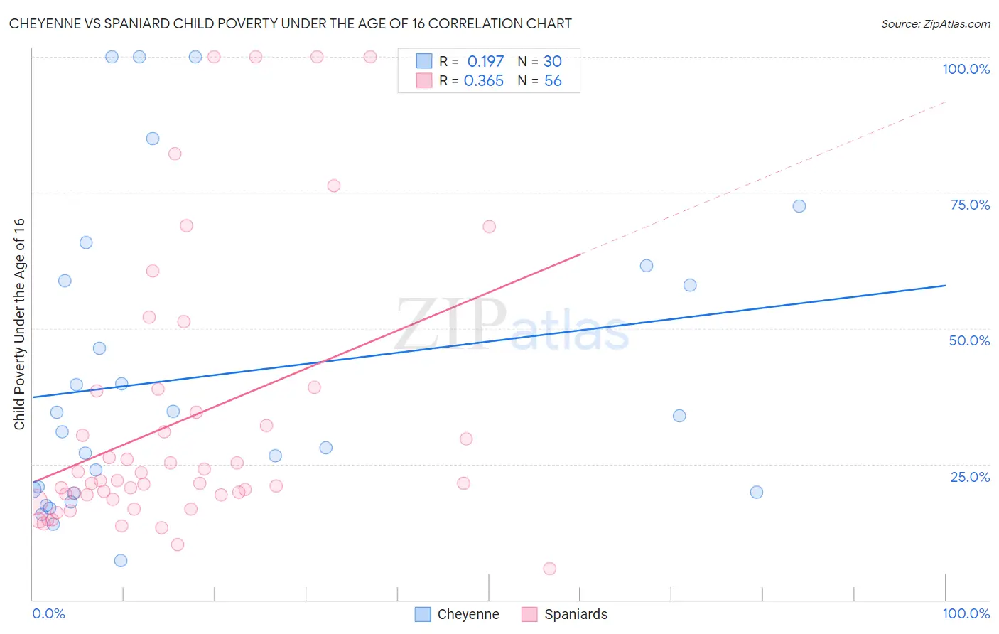 Cheyenne vs Spaniard Child Poverty Under the Age of 16