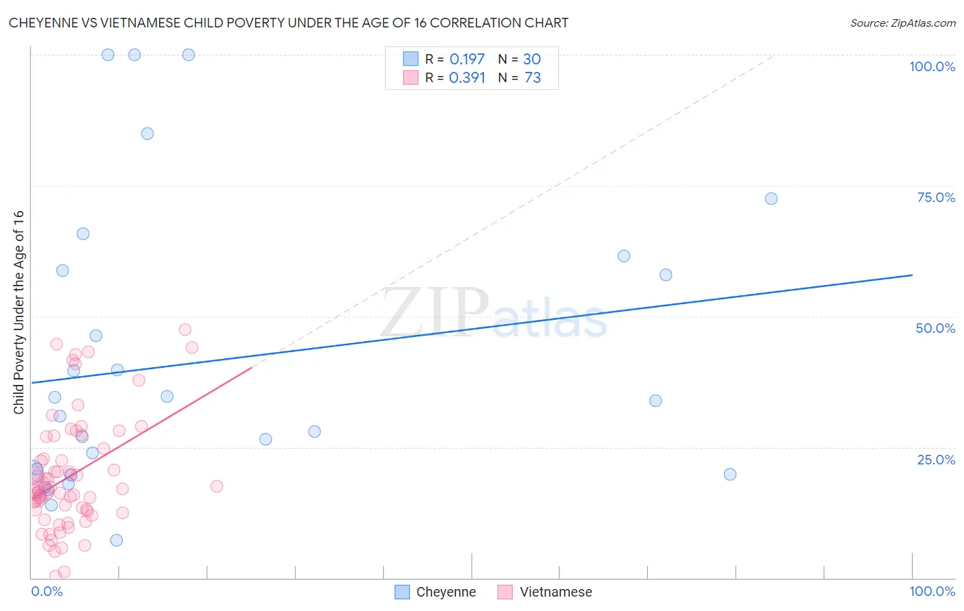 Cheyenne vs Vietnamese Child Poverty Under the Age of 16