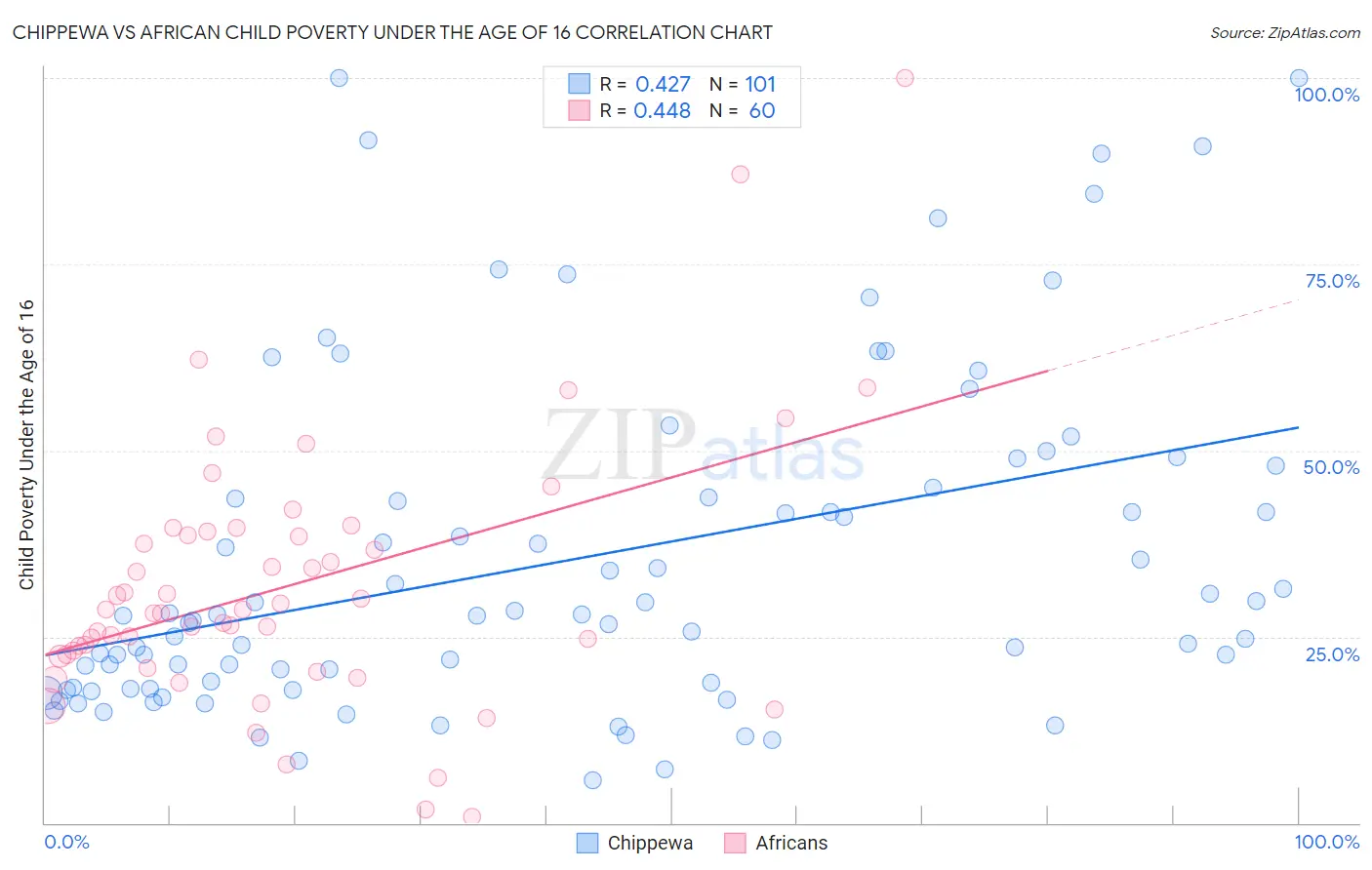 Chippewa vs African Child Poverty Under the Age of 16
