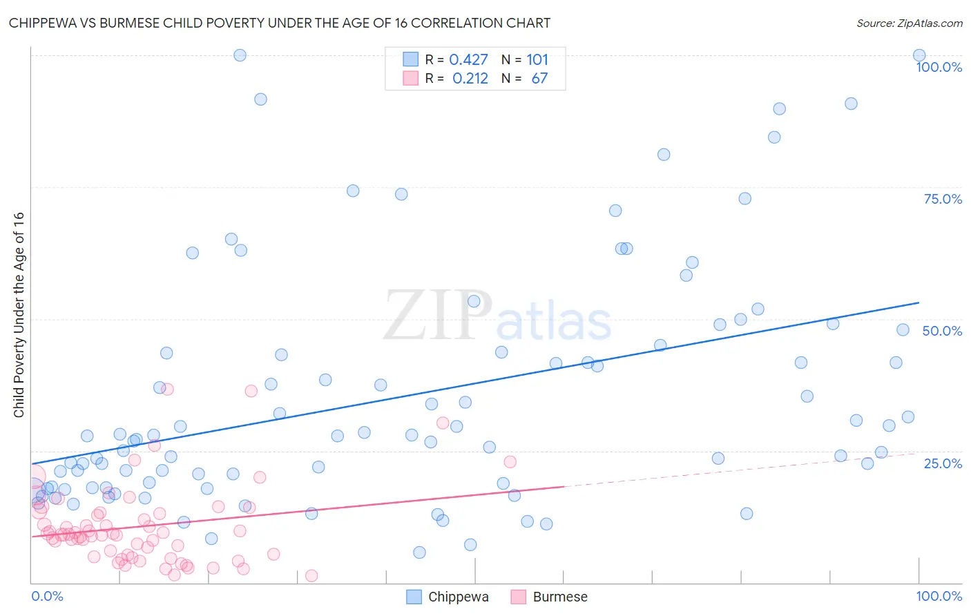 Chippewa vs Burmese Child Poverty Under the Age of 16