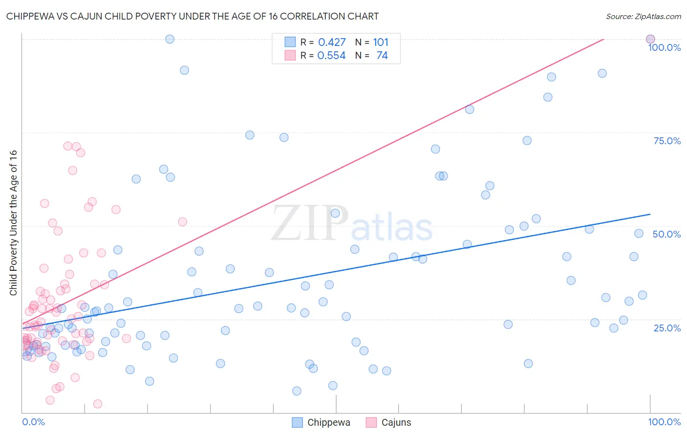 Chippewa vs Cajun Child Poverty Under the Age of 16