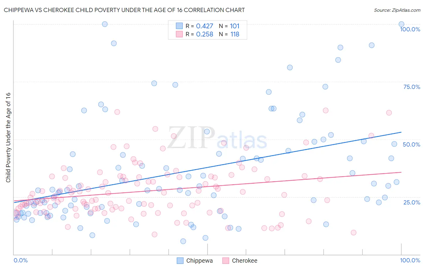 Chippewa vs Cherokee Child Poverty Under the Age of 16