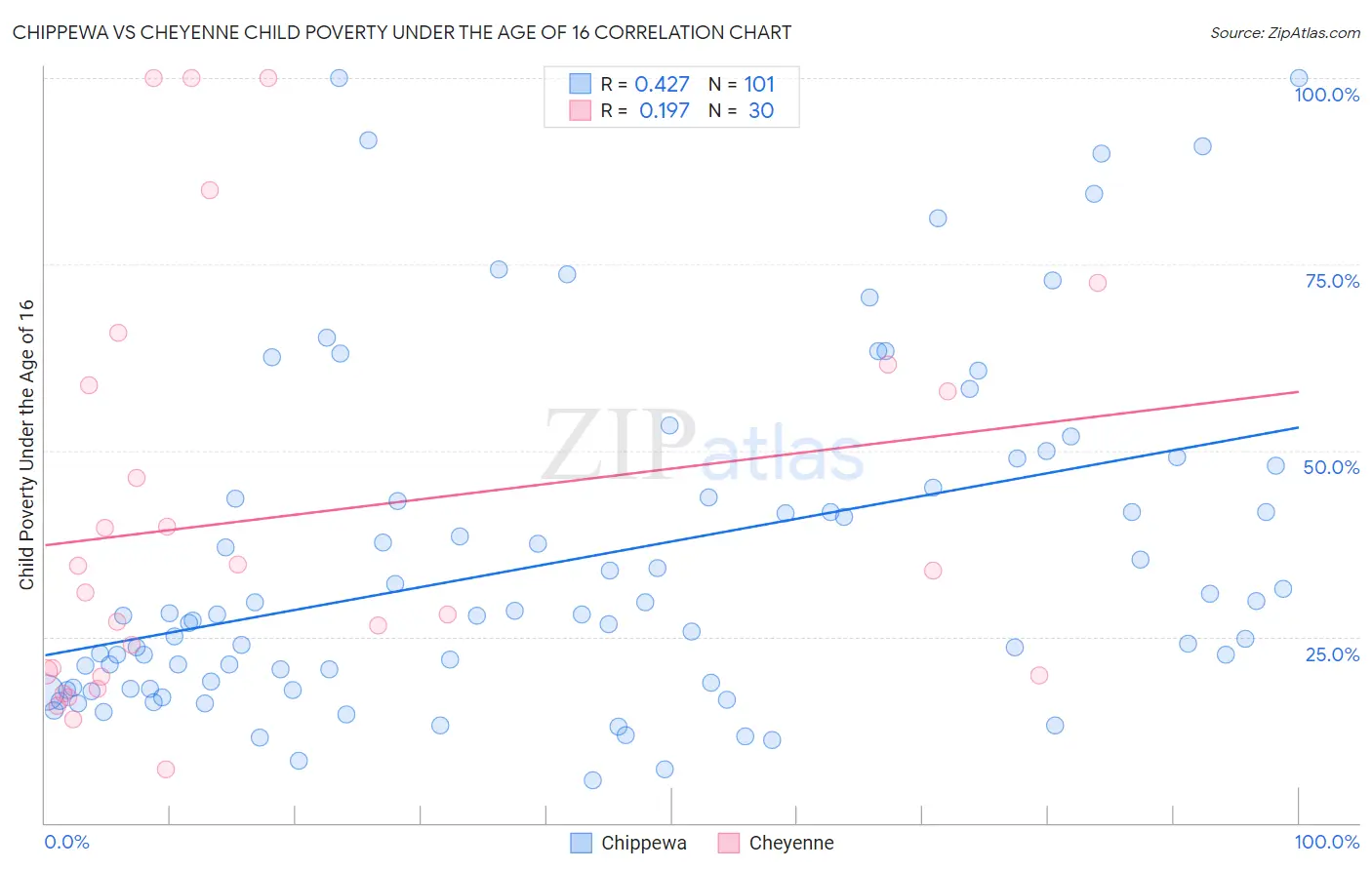 Chippewa vs Cheyenne Child Poverty Under the Age of 16