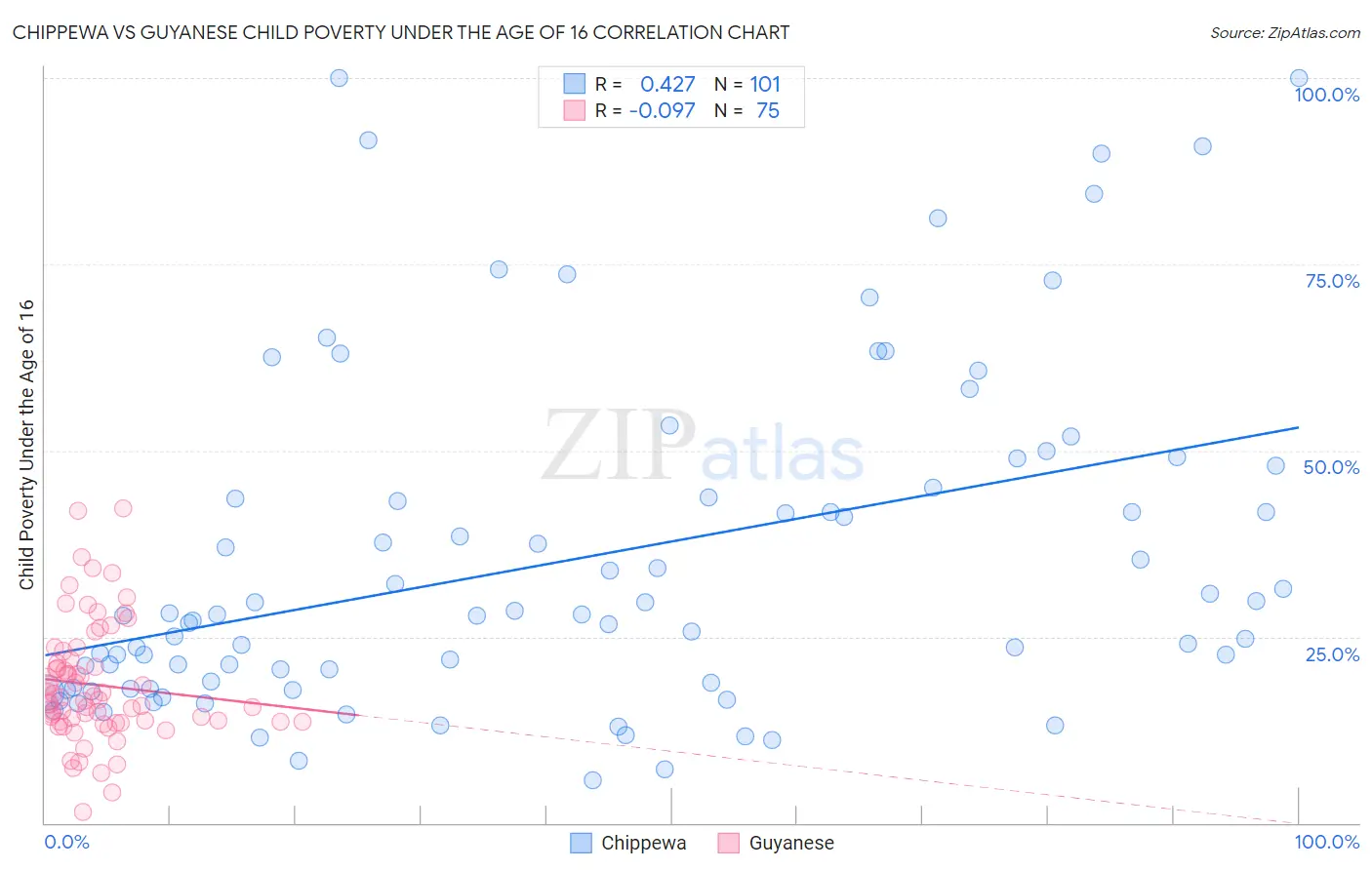 Chippewa vs Guyanese Child Poverty Under the Age of 16
