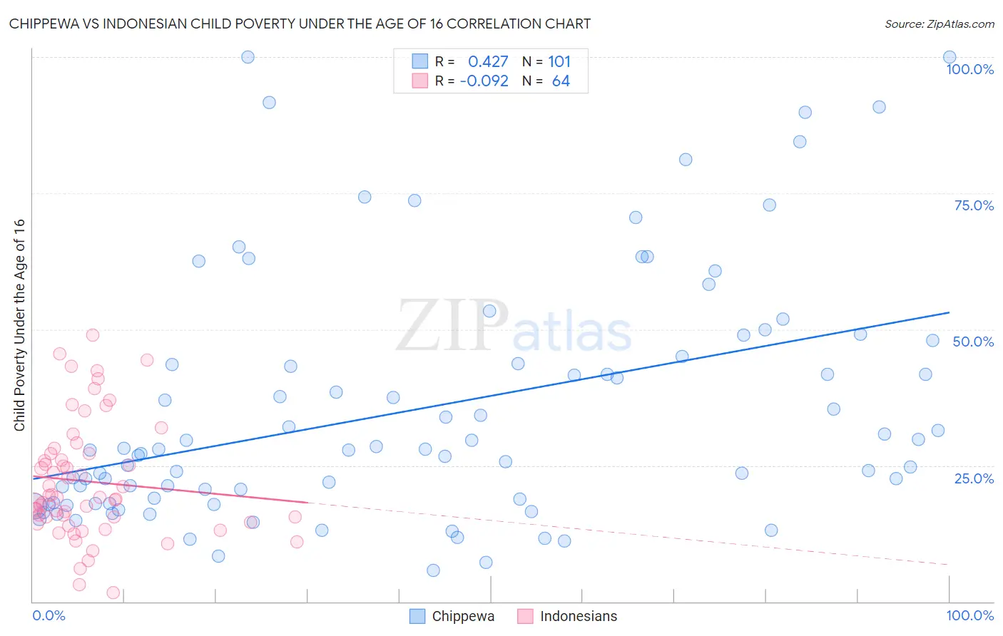 Chippewa vs Indonesian Child Poverty Under the Age of 16