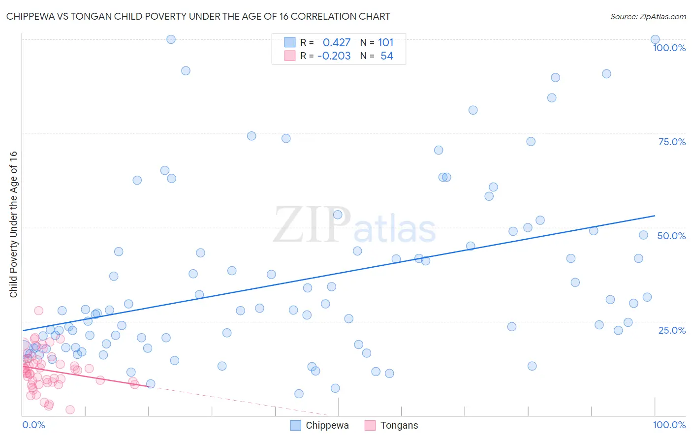 Chippewa vs Tongan Child Poverty Under the Age of 16