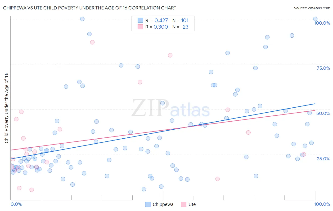 Chippewa vs Ute Child Poverty Under the Age of 16