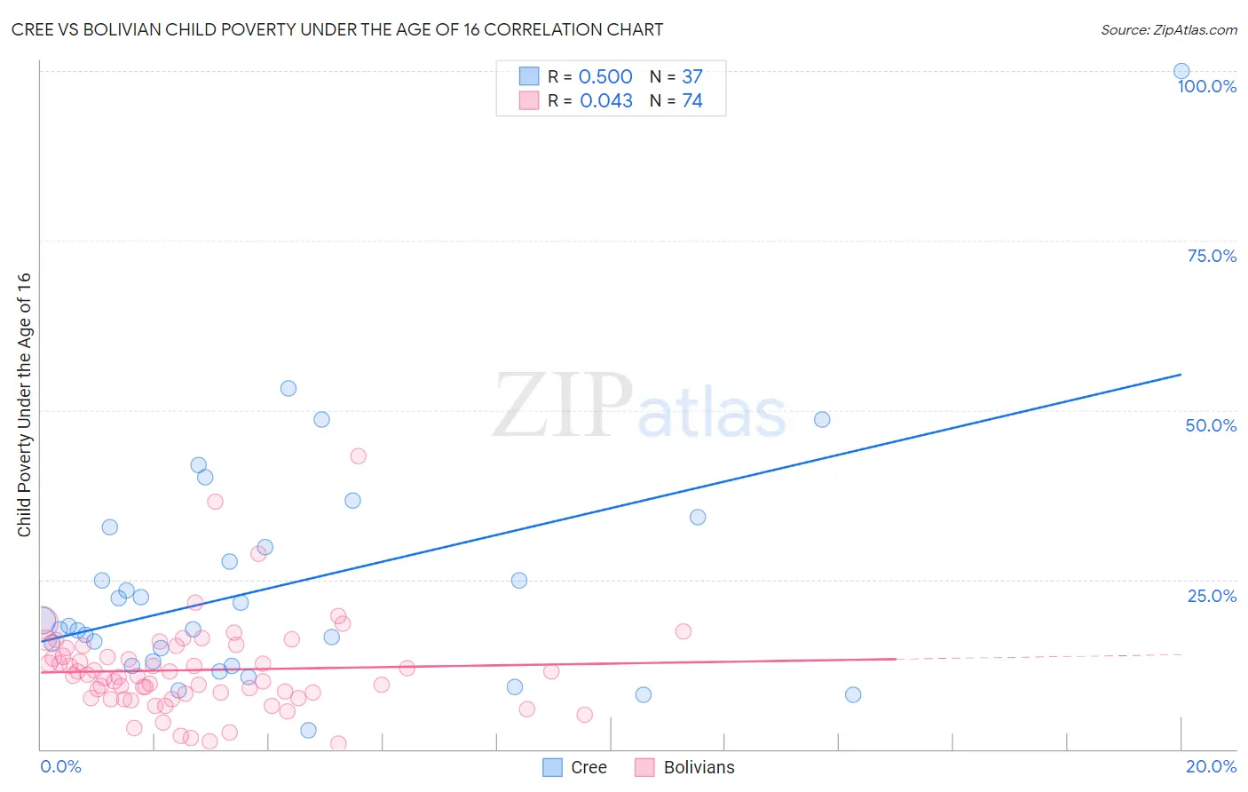 Cree vs Bolivian Child Poverty Under the Age of 16