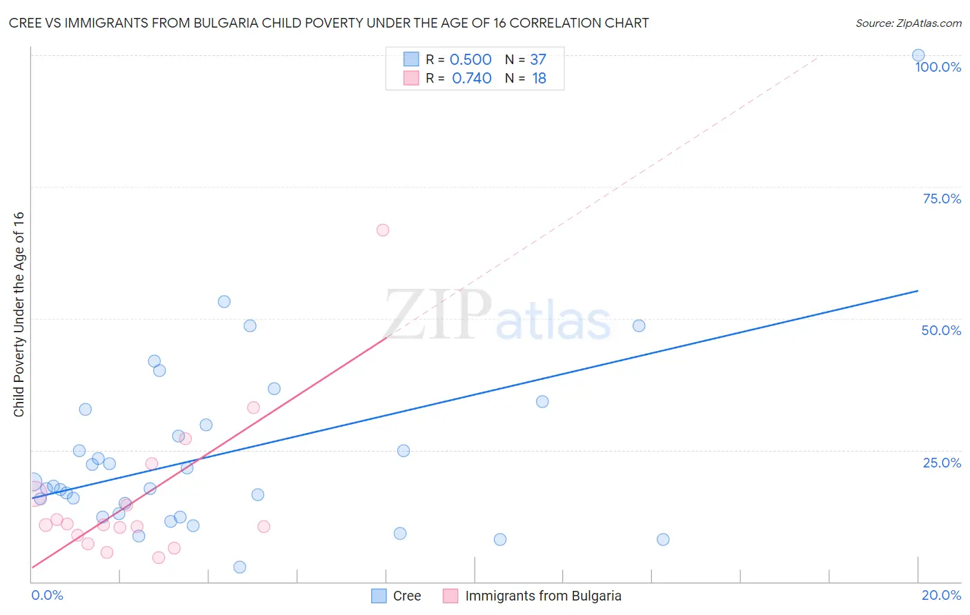 Cree vs Immigrants from Bulgaria Child Poverty Under the Age of 16