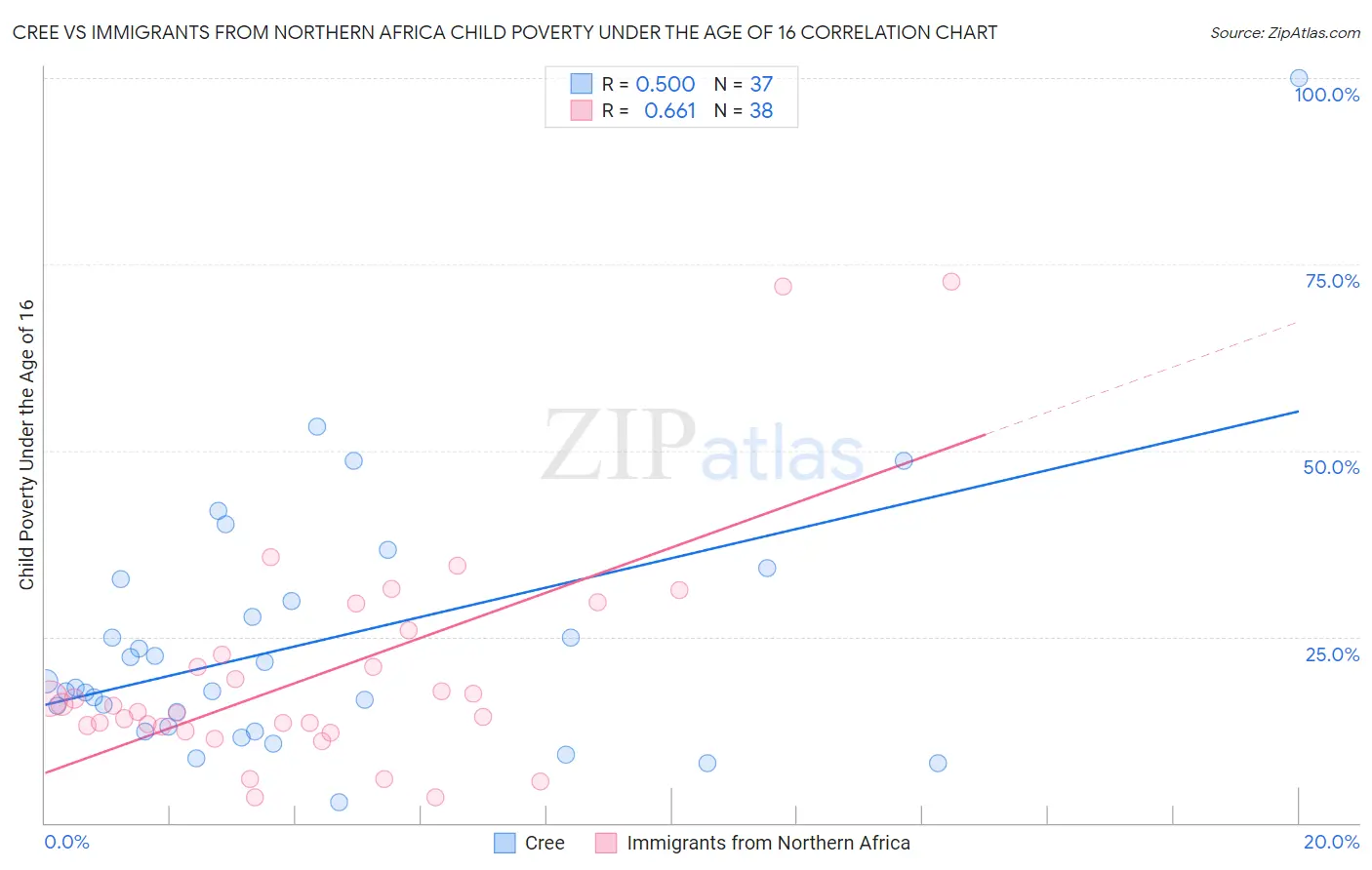 Cree vs Immigrants from Northern Africa Child Poverty Under the Age of 16