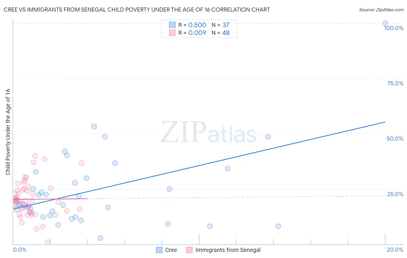 Cree vs Immigrants from Senegal Child Poverty Under the Age of 16