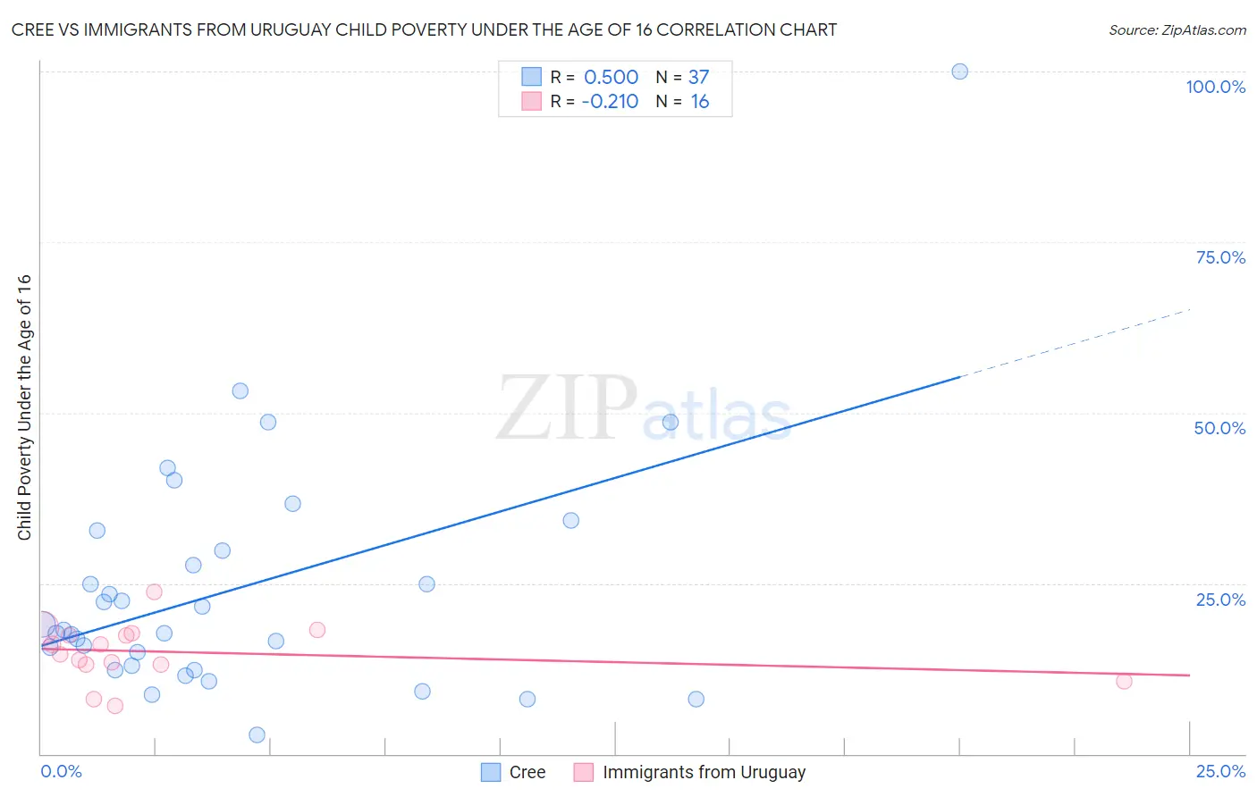 Cree vs Immigrants from Uruguay Child Poverty Under the Age of 16