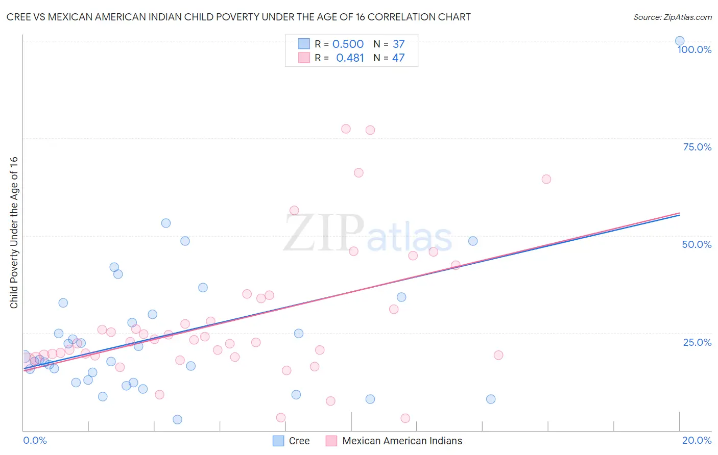 Cree vs Mexican American Indian Child Poverty Under the Age of 16