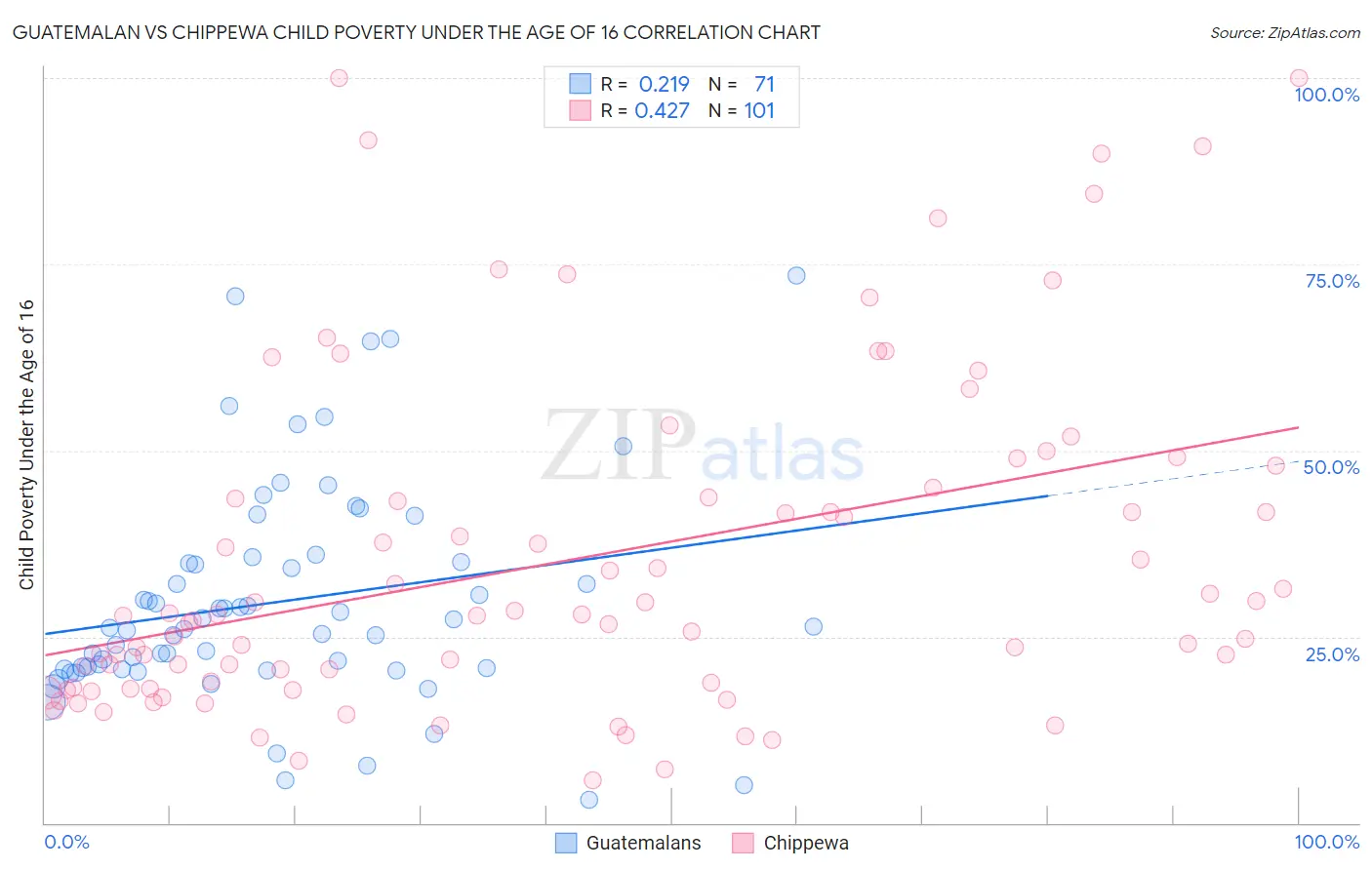 Guatemalan vs Chippewa Child Poverty Under the Age of 16