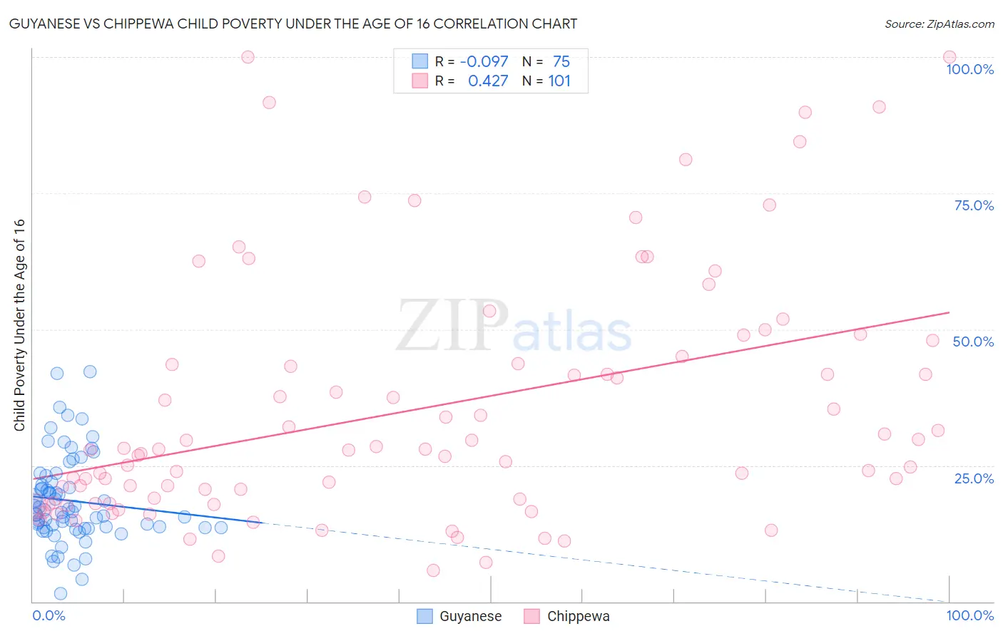 Guyanese vs Chippewa Child Poverty Under the Age of 16