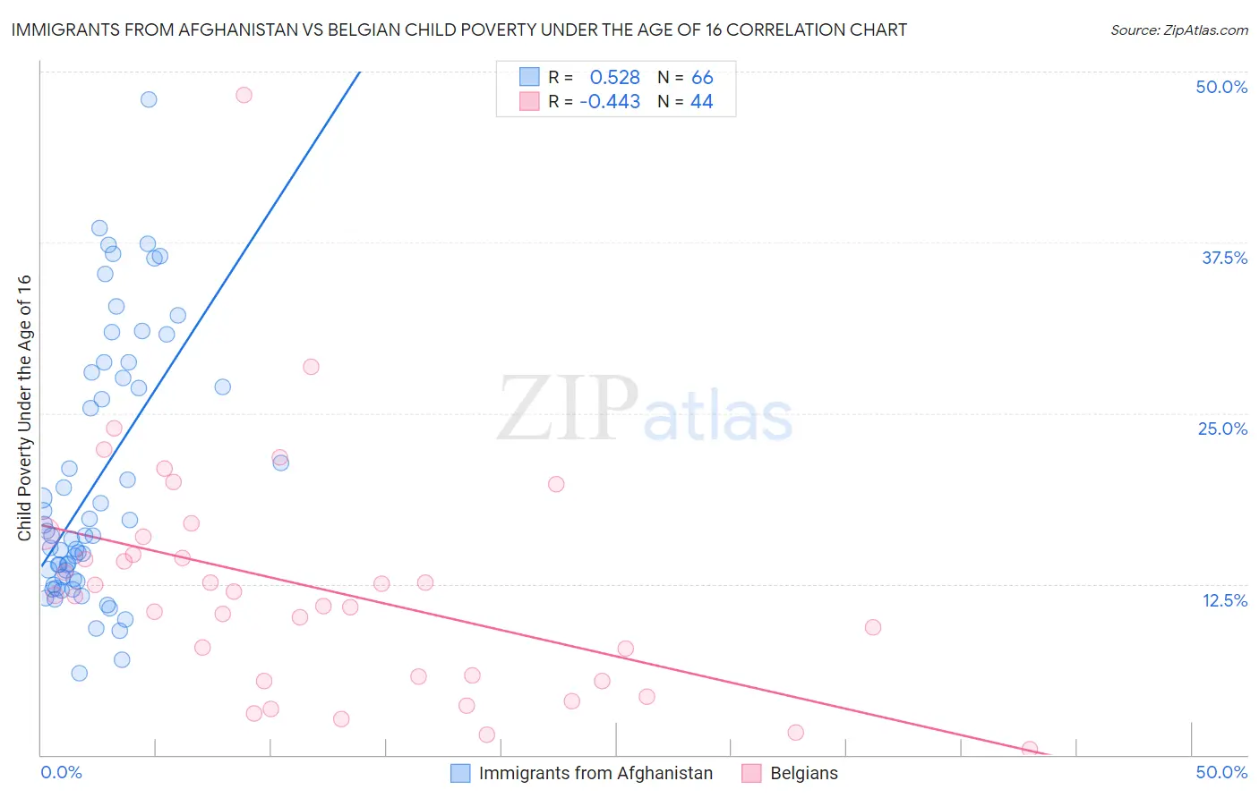 Immigrants from Afghanistan vs Belgian Child Poverty Under the Age of 16