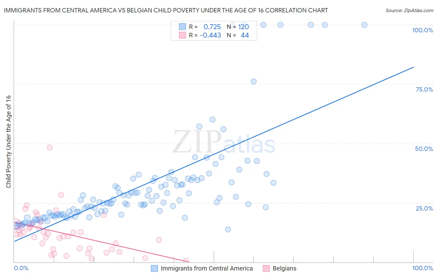 Immigrants from Central America vs Belgian Child Poverty Under the Age of 16