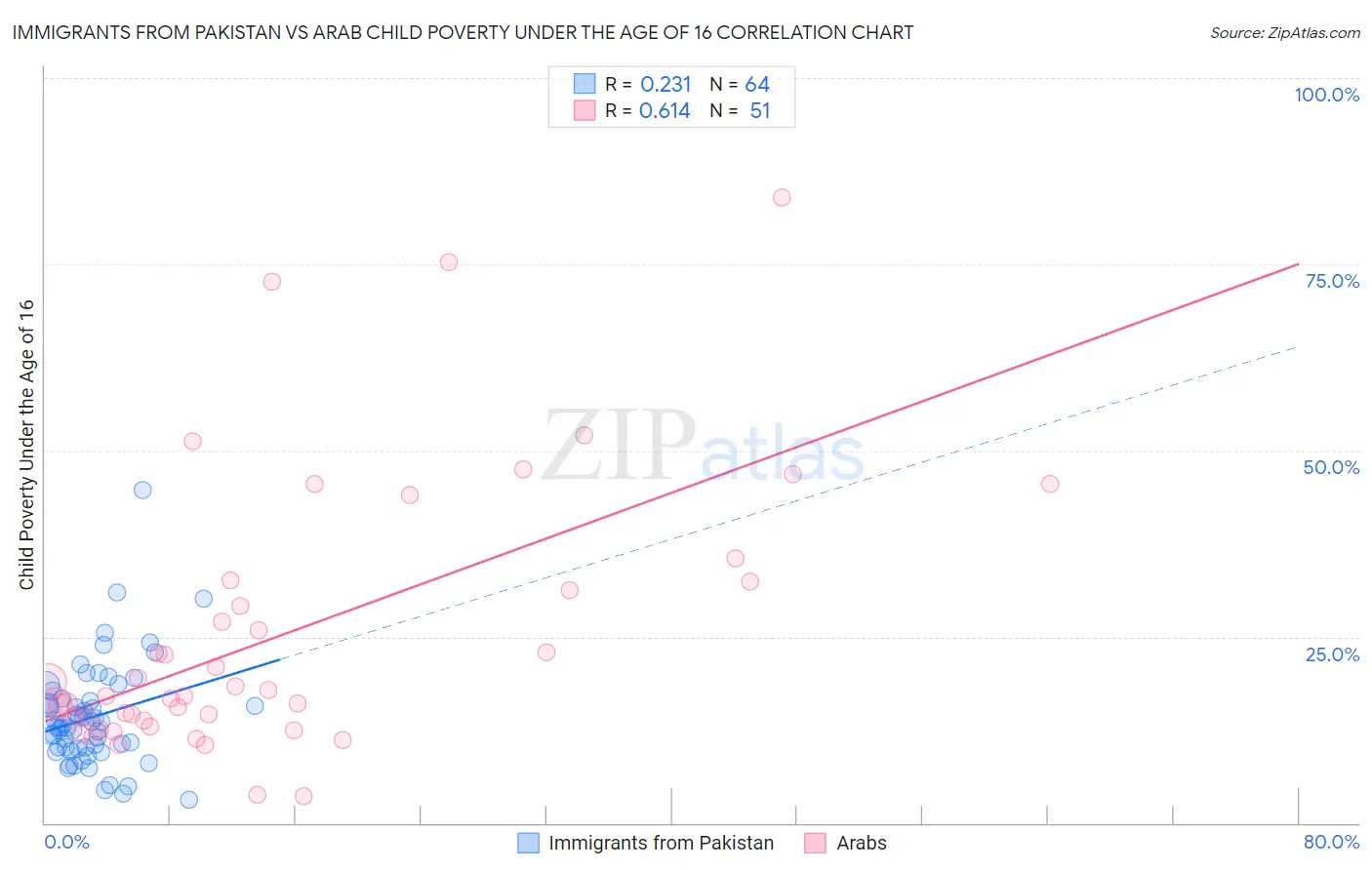 Immigrants from Pakistan vs Arab Child Poverty Under the Age of 16