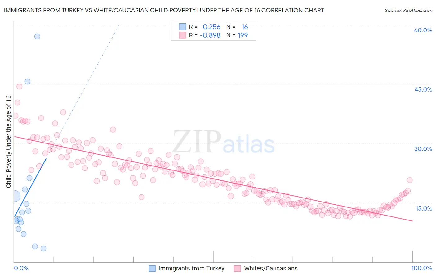 Immigrants from Turkey vs White/Caucasian Child Poverty Under the Age of 16