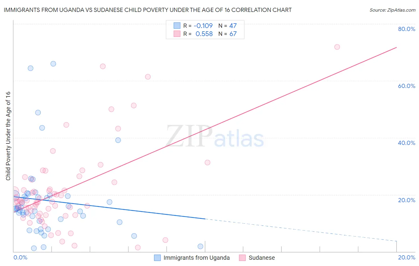 Immigrants from Uganda vs Sudanese Child Poverty Under the Age of 16