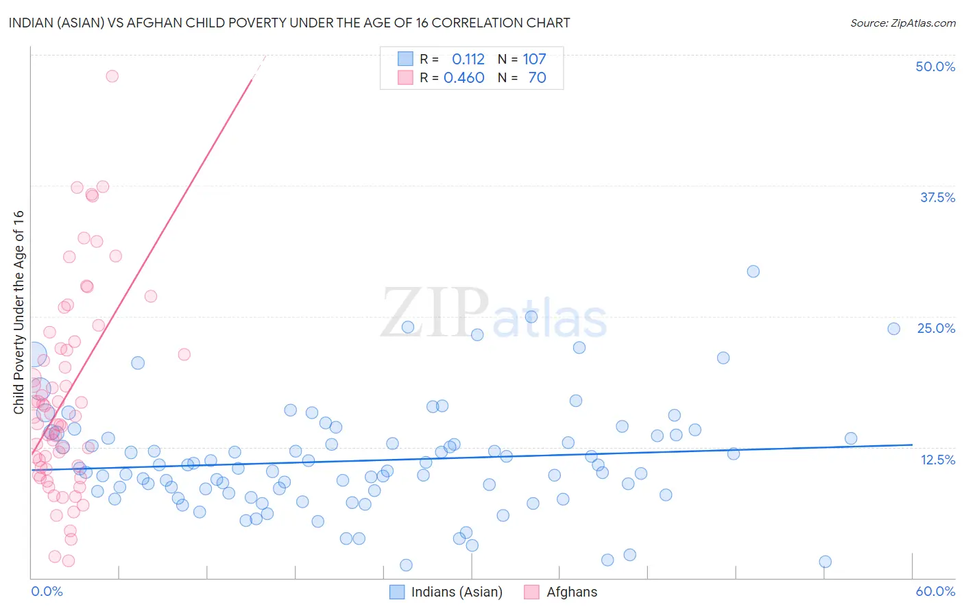 Indian (Asian) vs Afghan Child Poverty Under the Age of 16