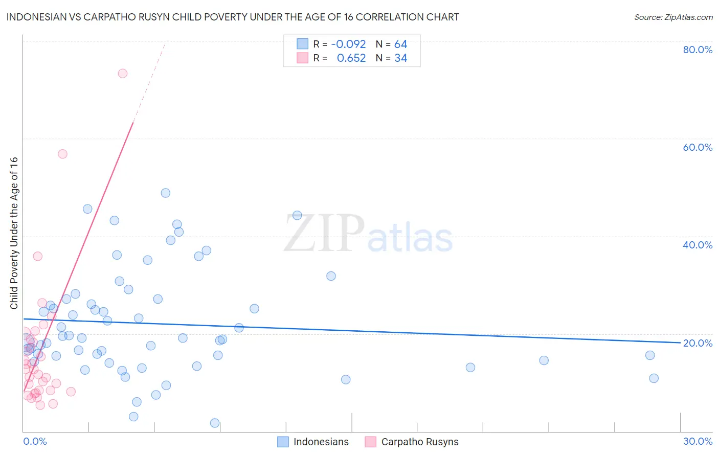 Indonesian vs Carpatho Rusyn Child Poverty Under the Age of 16