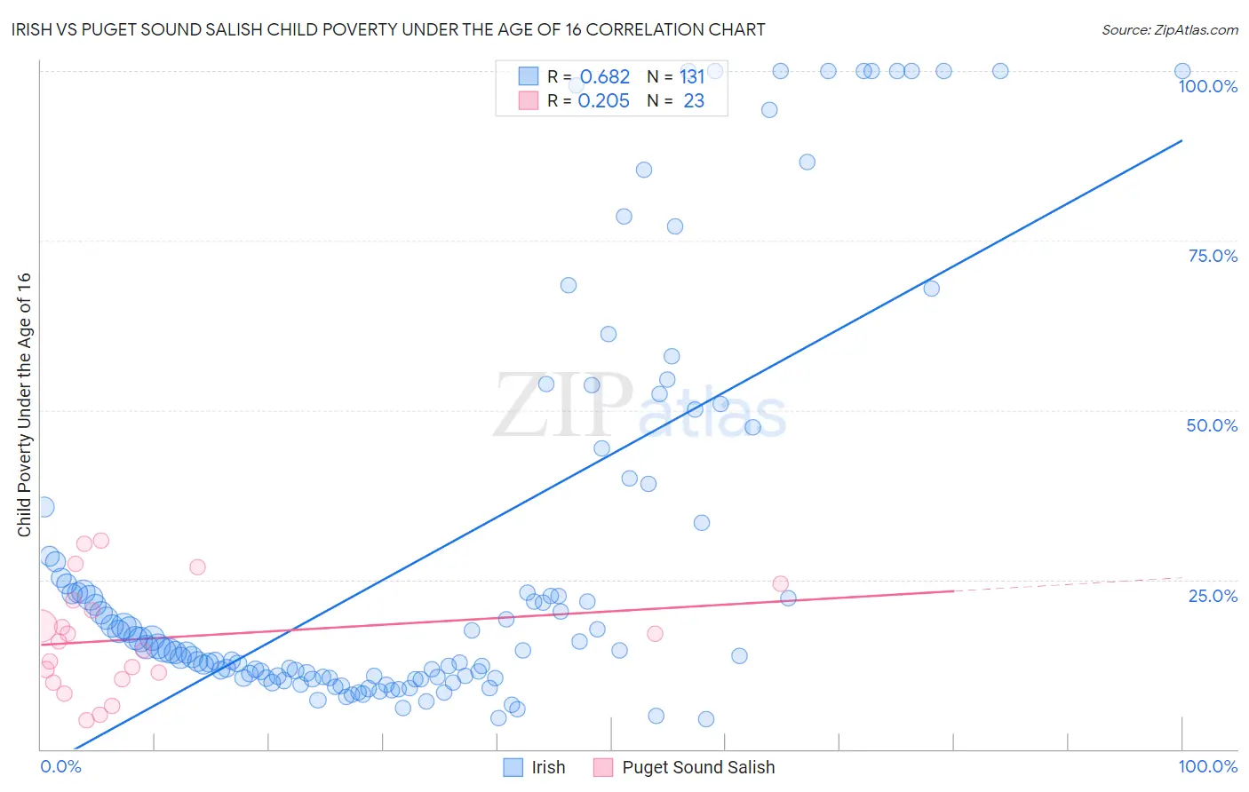 Irish vs Puget Sound Salish Child Poverty Under the Age of 16