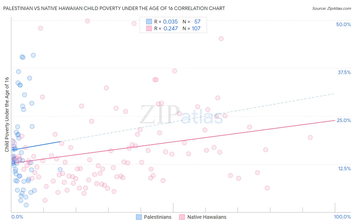 Palestinian vs Native Hawaiian Child Poverty Under the Age of 16