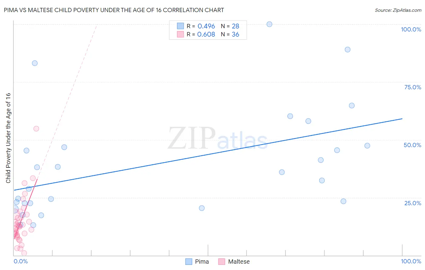 Pima vs Maltese Child Poverty Under the Age of 16