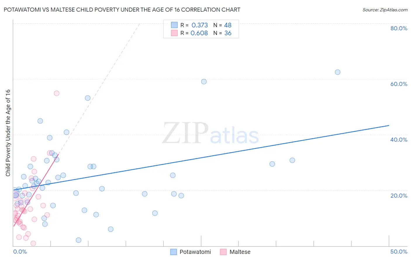 Potawatomi vs Maltese Child Poverty Under the Age of 16