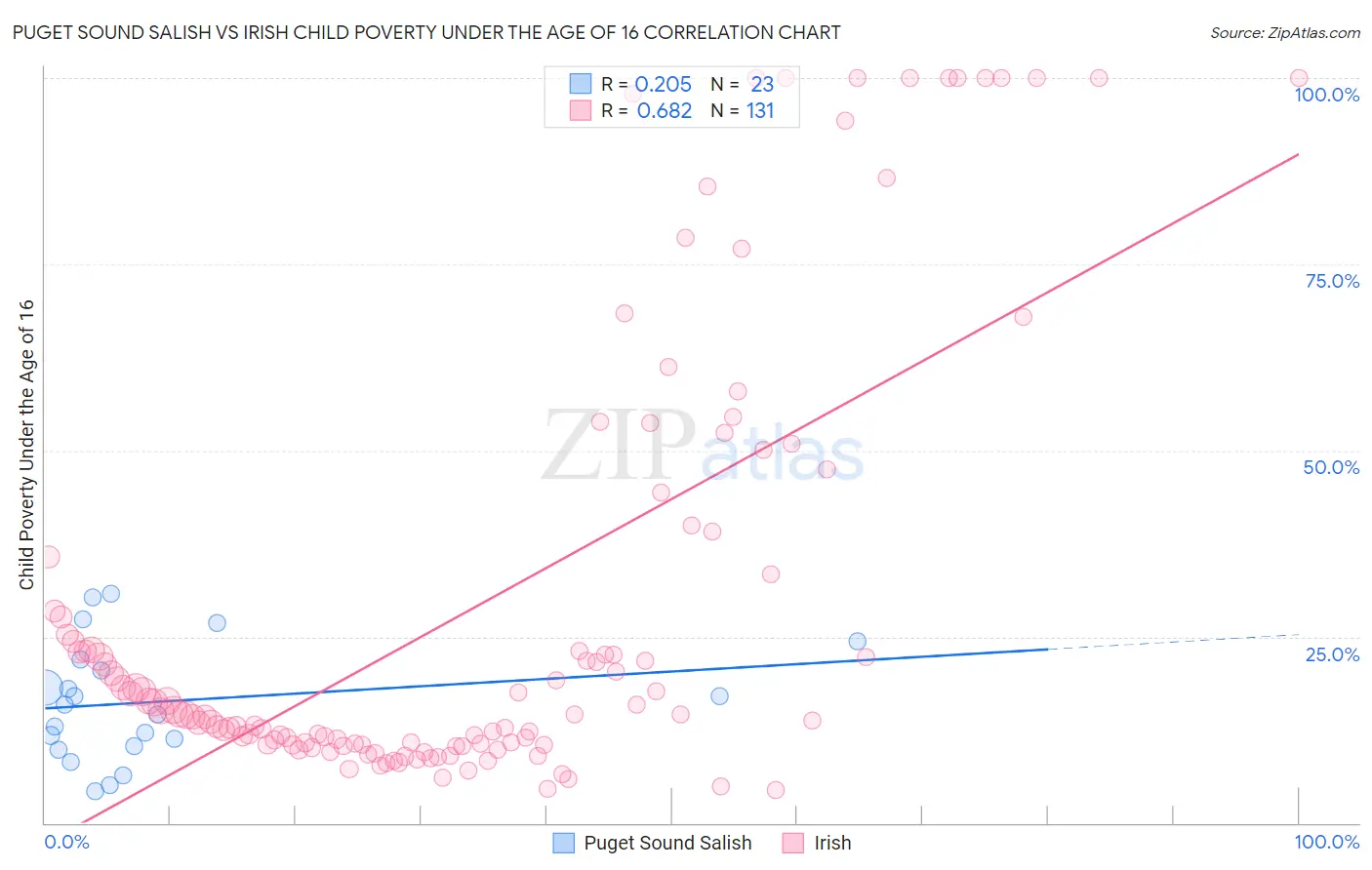Puget Sound Salish vs Irish Child Poverty Under the Age of 16