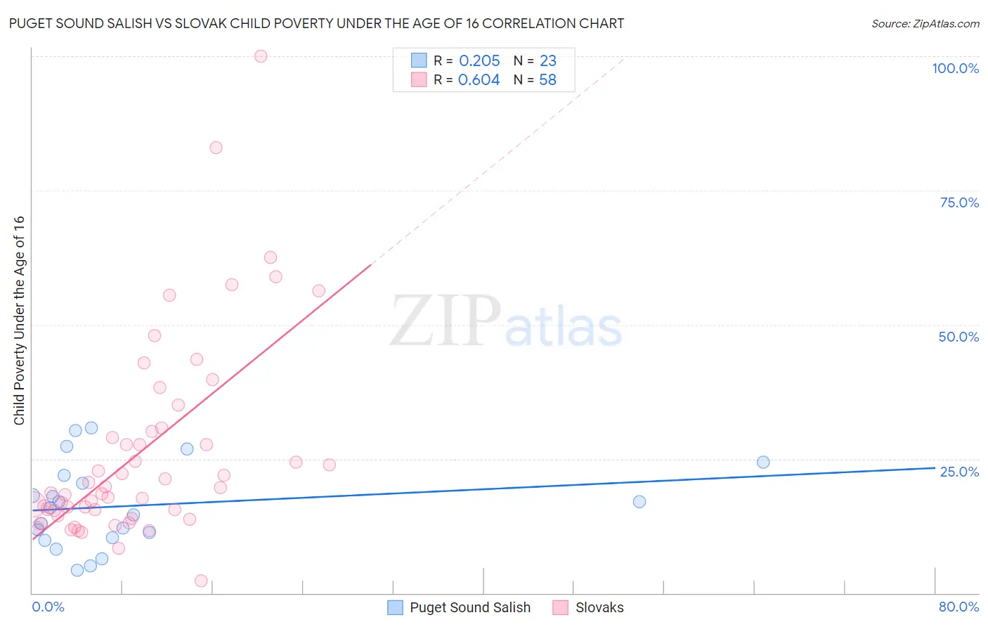 Puget Sound Salish vs Slovak Child Poverty Under the Age of 16