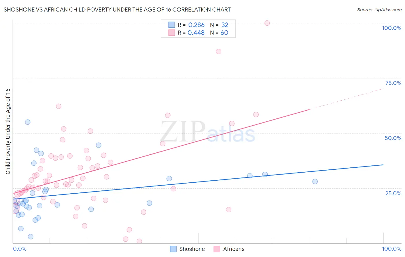 Shoshone vs African Child Poverty Under the Age of 16