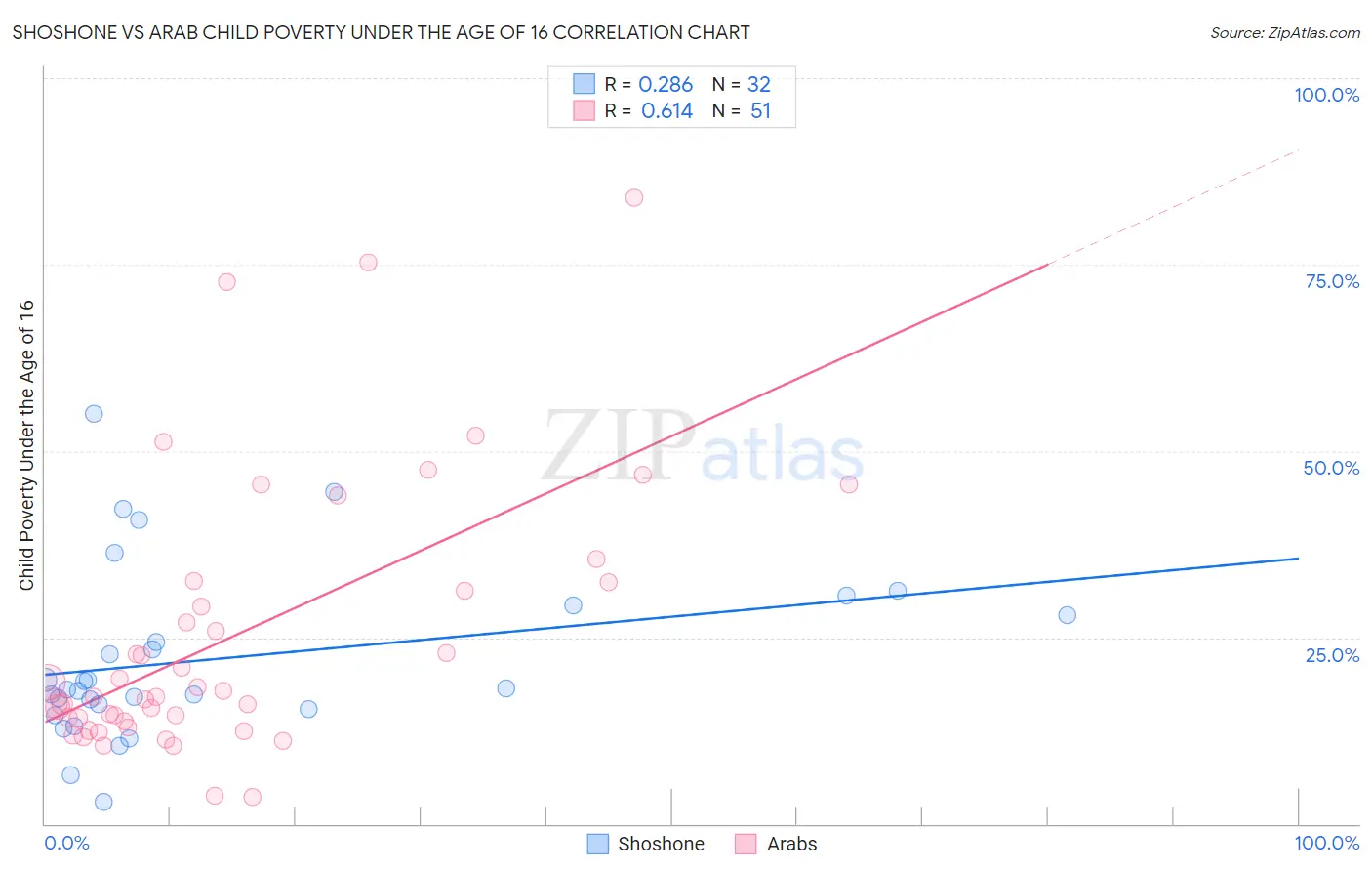 Shoshone vs Arab Child Poverty Under the Age of 16