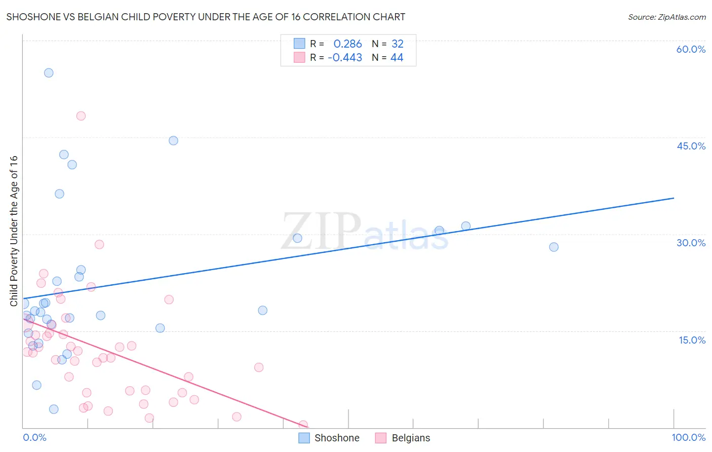 Shoshone vs Belgian Child Poverty Under the Age of 16