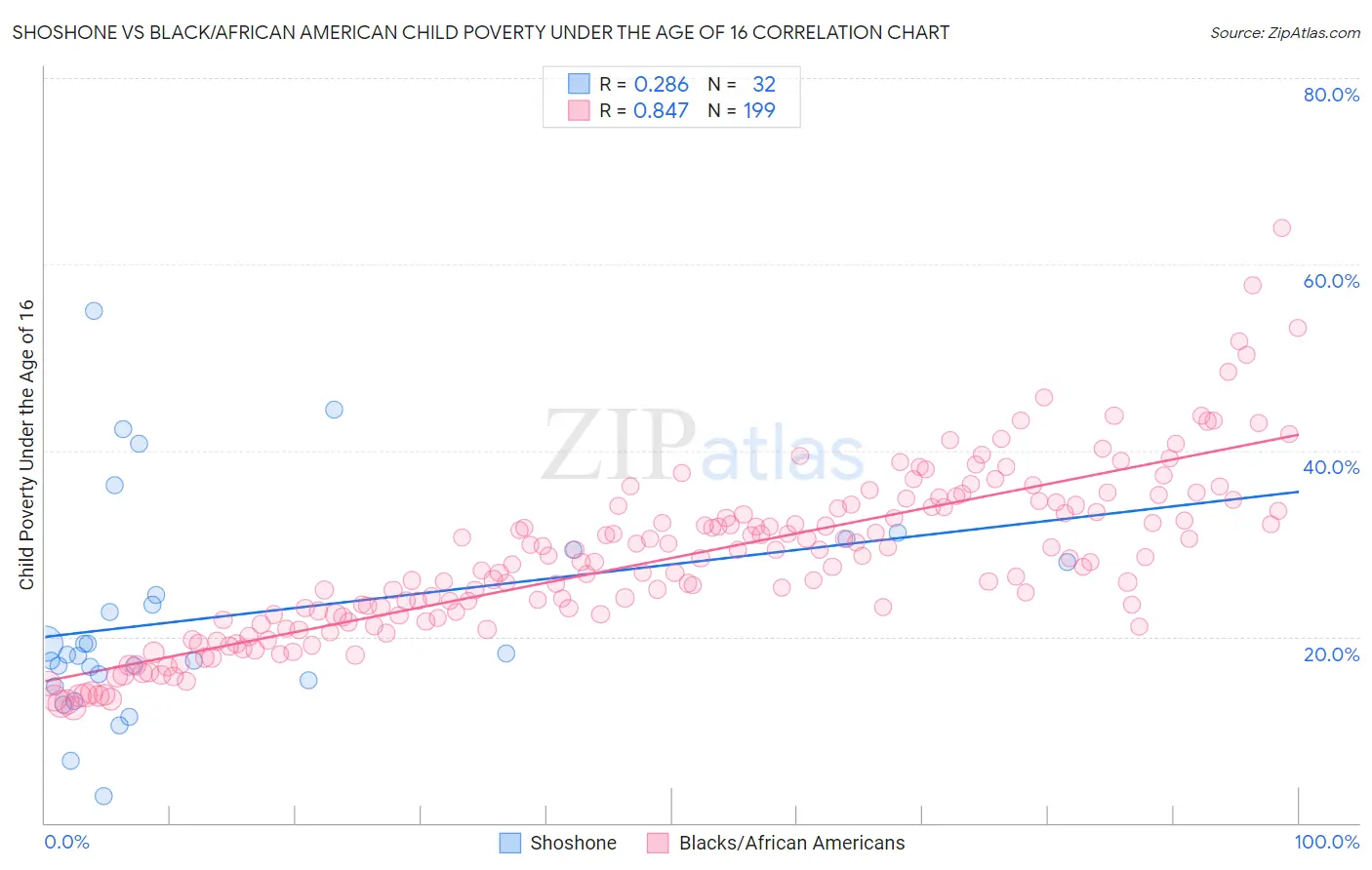 Shoshone vs Black/African American Child Poverty Under the Age of 16