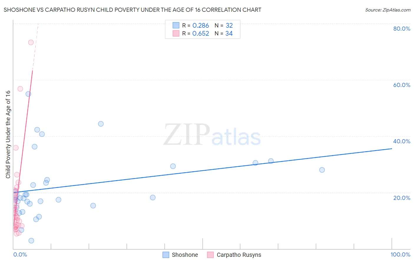 Shoshone vs Carpatho Rusyn Child Poverty Under the Age of 16