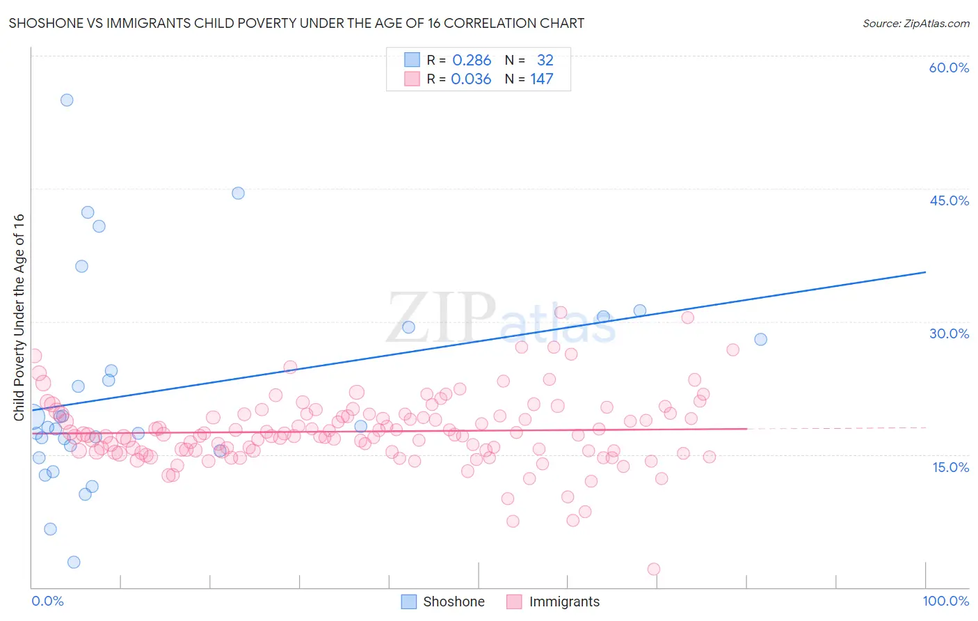Shoshone vs Immigrants Child Poverty Under the Age of 16