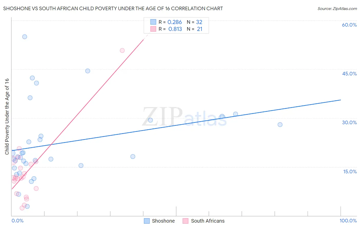 Shoshone vs South African Child Poverty Under the Age of 16