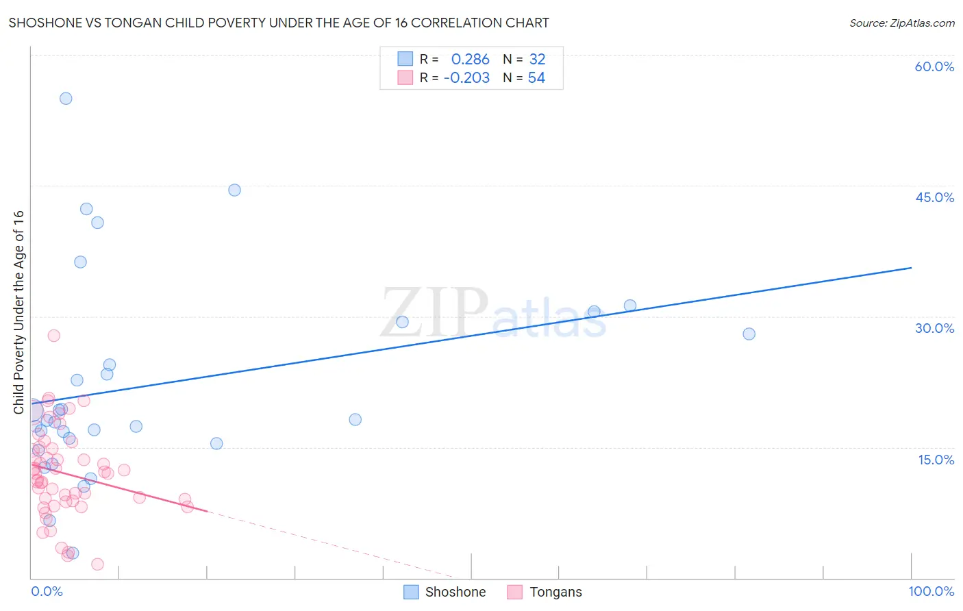 Shoshone vs Tongan Child Poverty Under the Age of 16