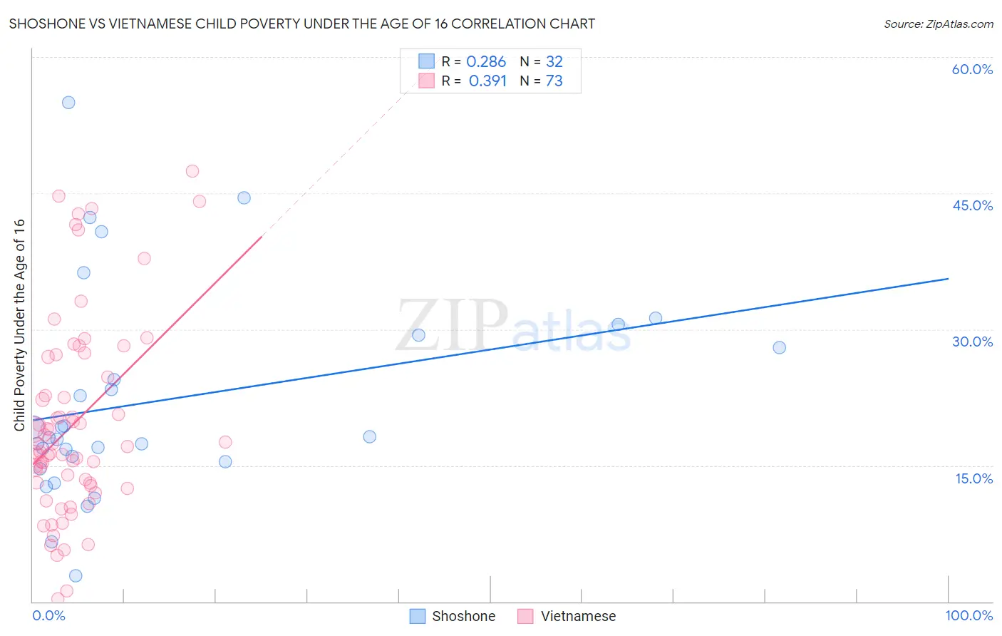 Shoshone vs Vietnamese Child Poverty Under the Age of 16